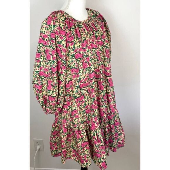 Zara Floral Puff Sleeve Mini Dress Pink Size L / Pristine - Picture 7 of 9